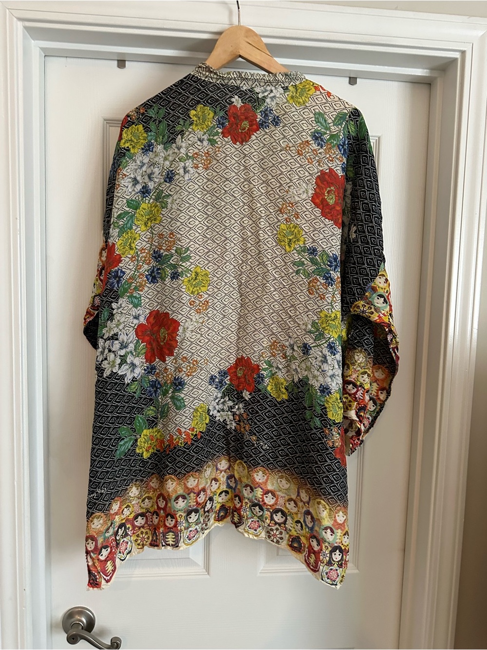 Johnny Was RARE Babette Russian Nesting Dolls 100% Silk Top Size 2X - Picture 12 of 12